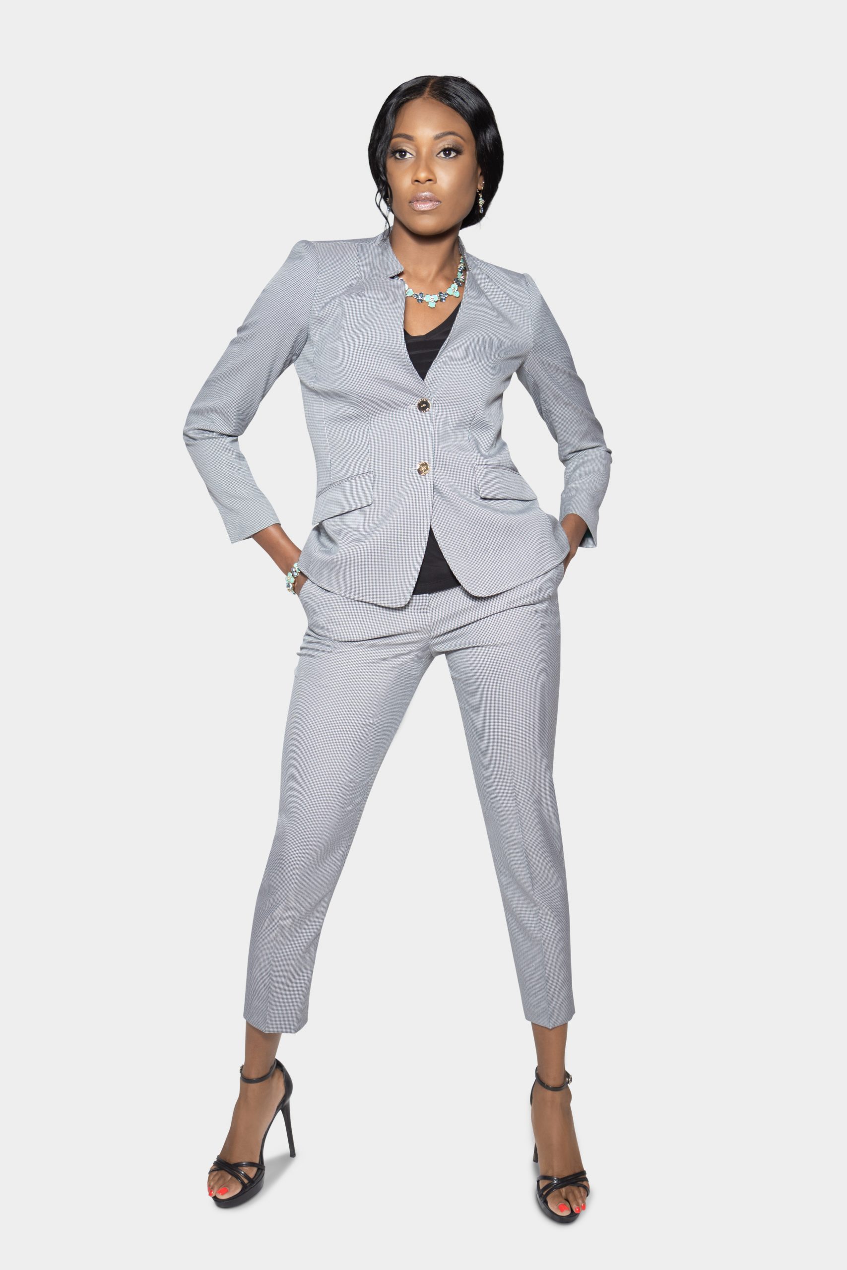 Star Neck Jacket and Ankle Pant Suit - Aarya's Exclusive