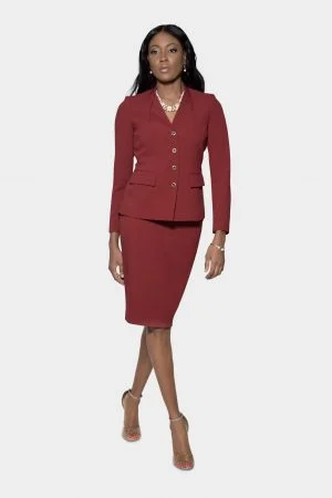 Burgundy 2024 skirt suit