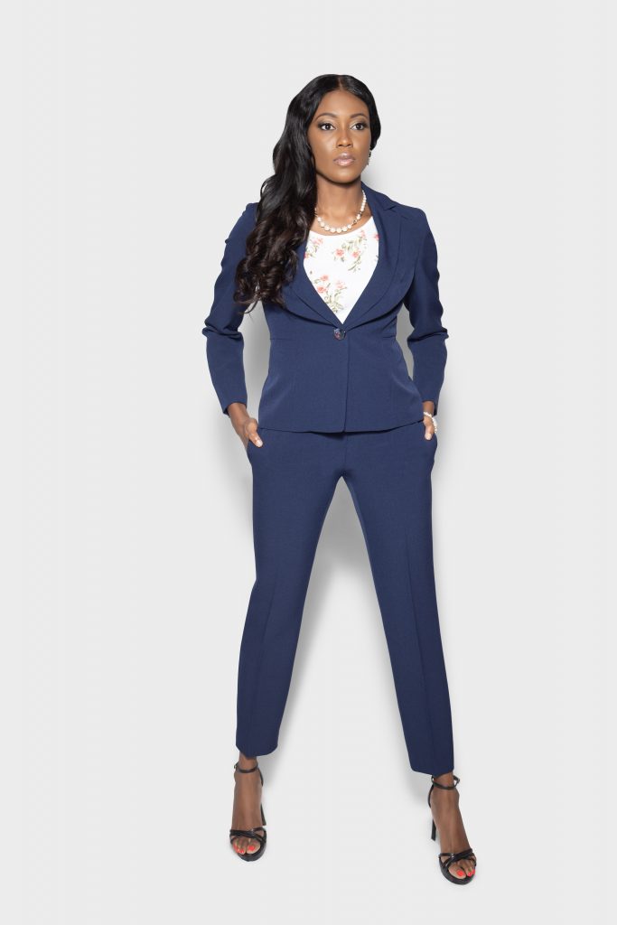 Seamed Stretch Crepe Slim Pant Suit - Aarya's Exclusive