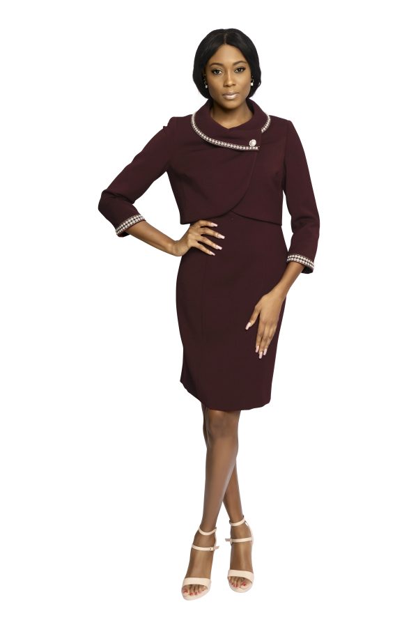 Wine coloured dress and jacket set, worn together or separately