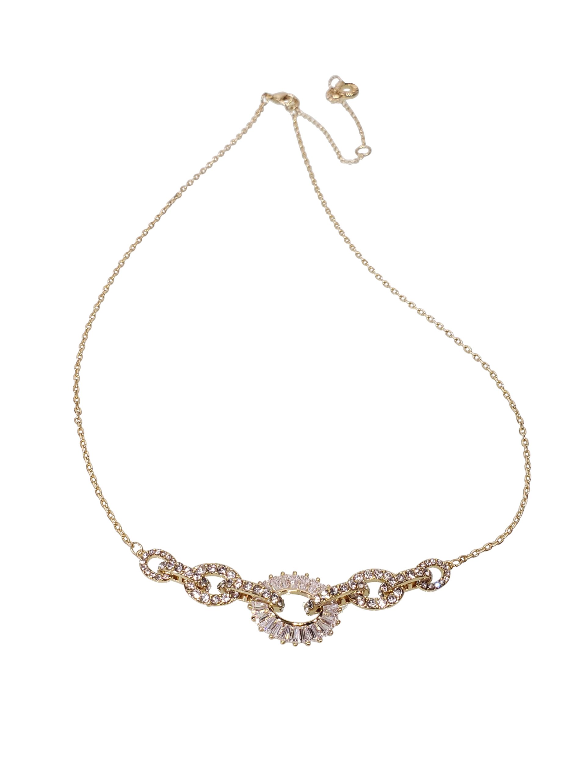 Pave/Baguette Link Frontal Necklace - Aarya's Exclusive